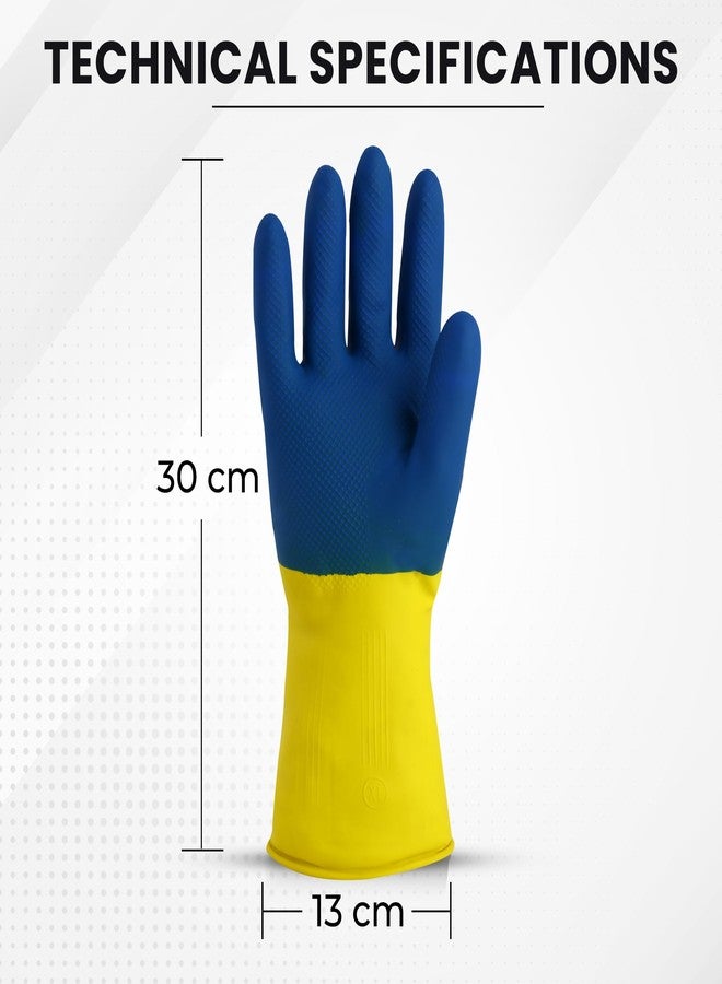 Robustt Heavy Duty Rubber Hand gloves - 1 Pair (Free Size, Multicolor) for Dishwashing, gardening, kitchen cleaning - Image 4